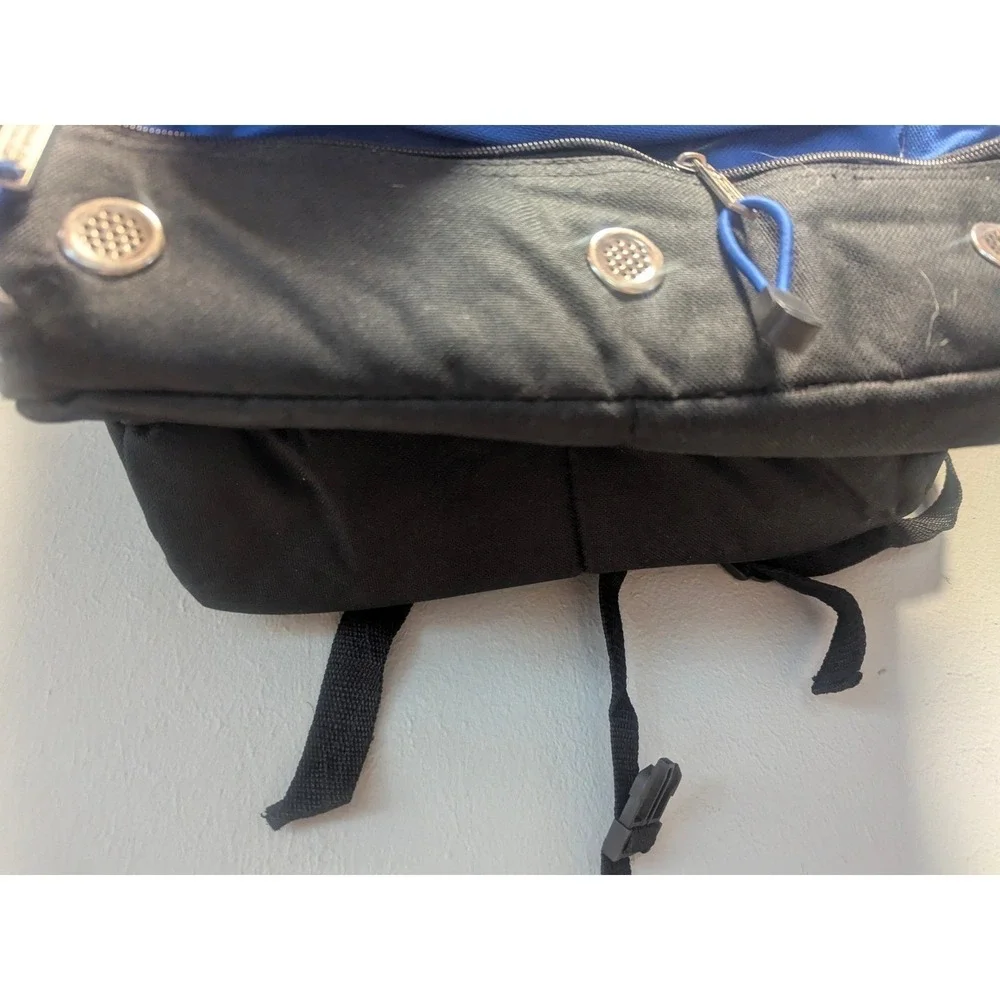 Mountain Terrain Backpack Black Blue Multi-Pockets School Backpack Zippered